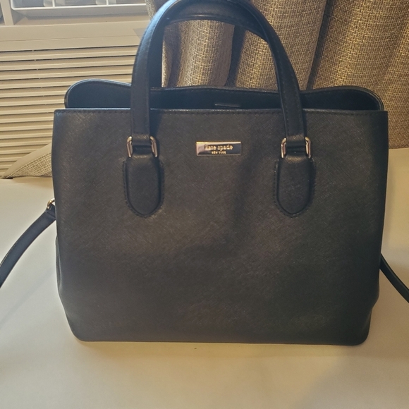 KATE SPADE BLACK GOLD TONE. SHOULDER. TOP HANDLE BAG - Picture 2 of 9